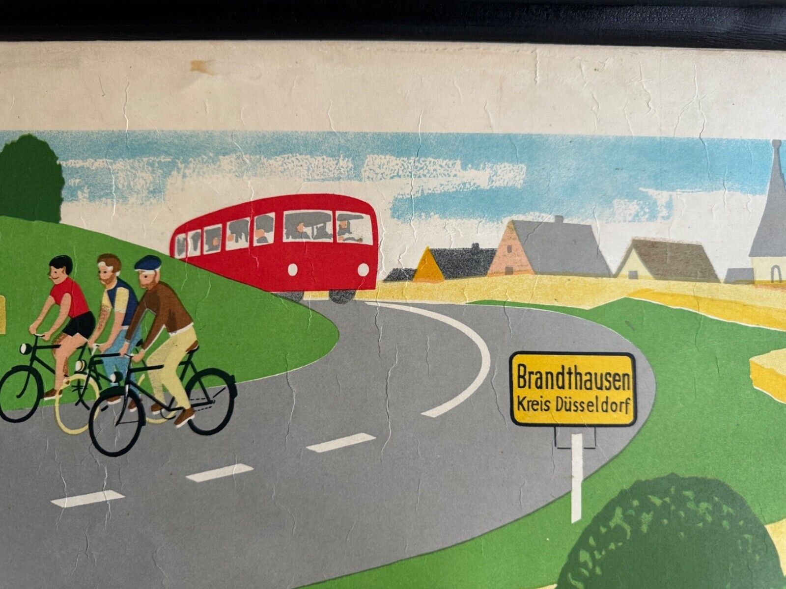 photo vintage Rare Traffic Lessons 6 School Chart 1950s Road Safety Rural Roads Germany