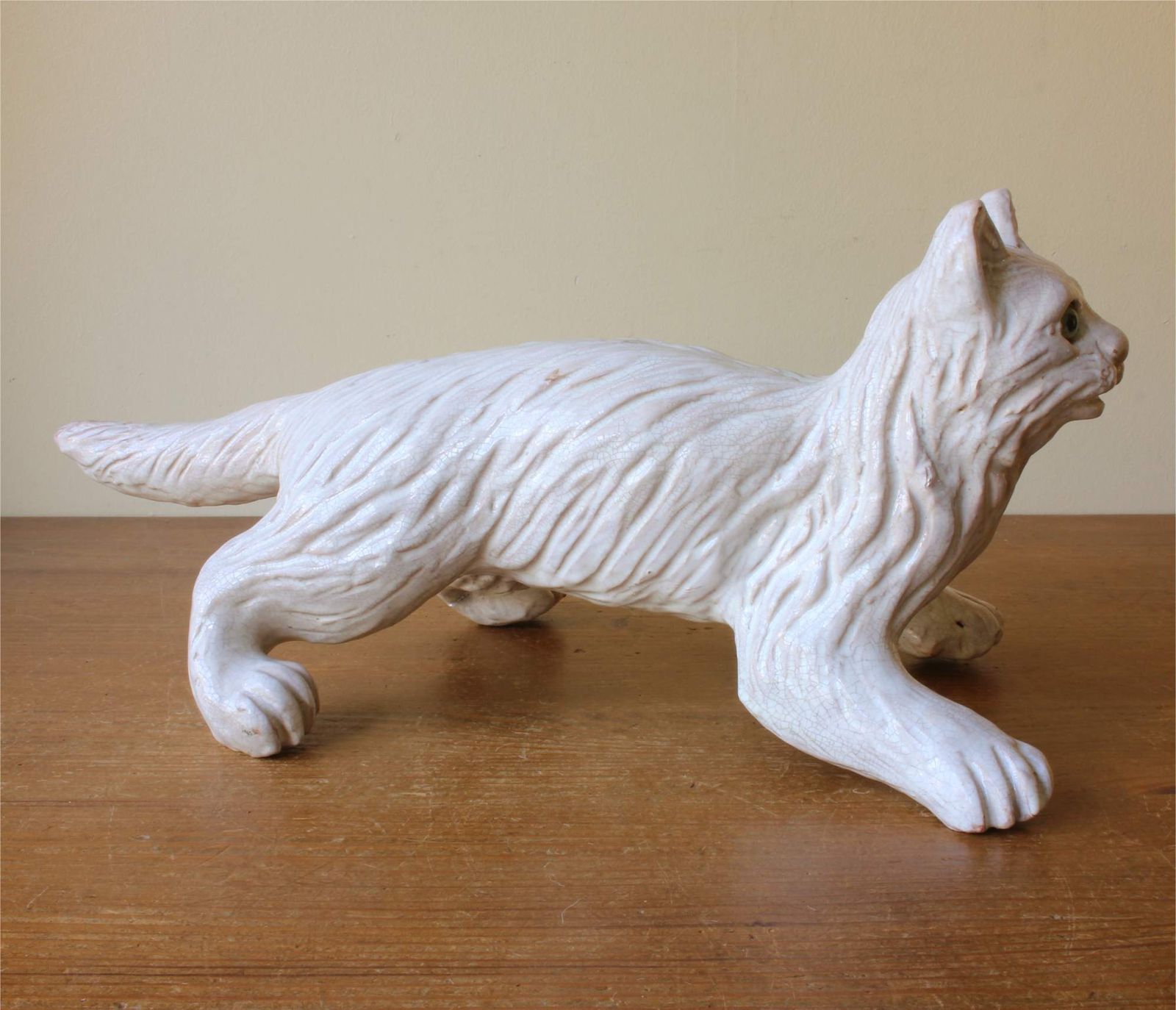 Bavent Terracotta Cat Figure. French Folk Art Pottery Roof Tile Feline. photo 825.0