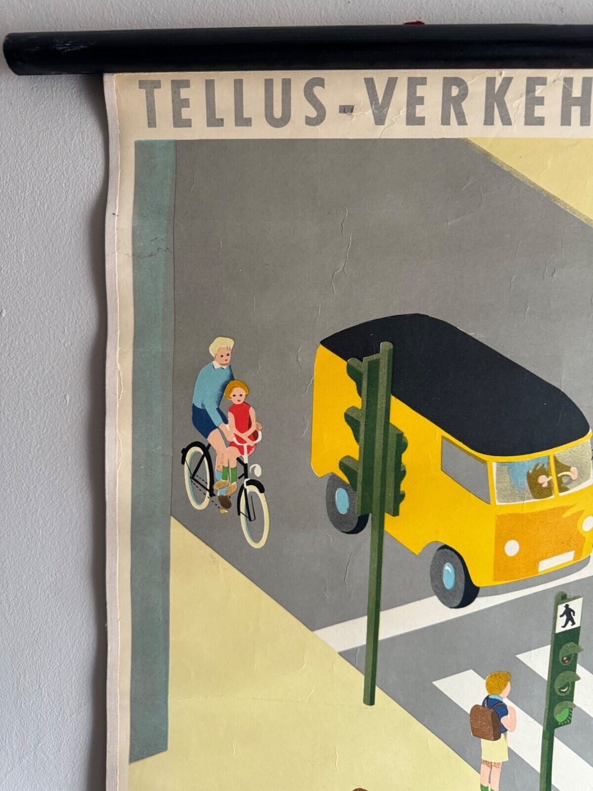 photo furniture Rare Traffic Lessons 3 School Chart 1950s Road Safety Crossroad German Education