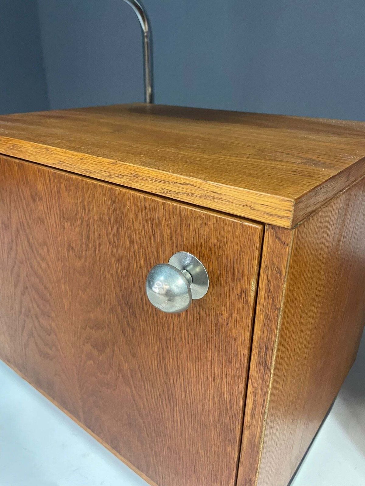 Renovated Bauhaus Style Chrome And Oak Nightstands By Kovona, Czechoslovakia, 1950s photo for sale