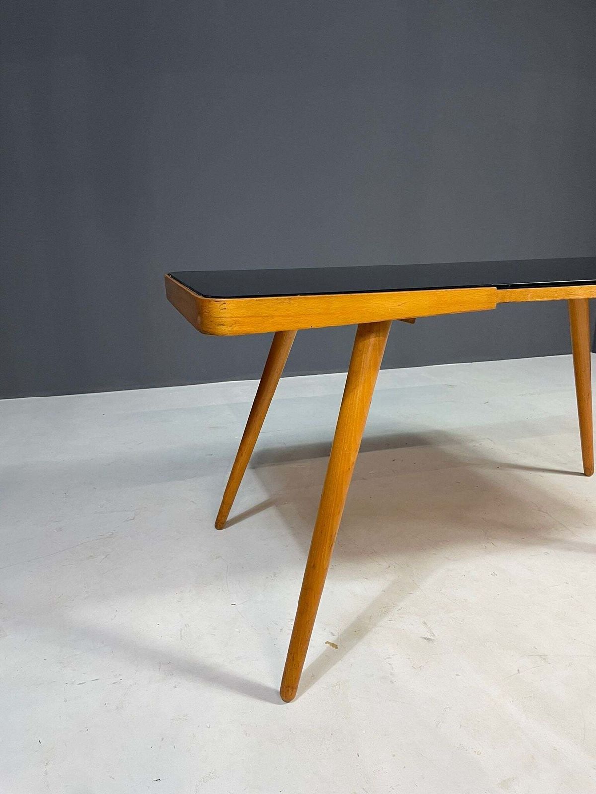 Mid Century Coffee Table By Interiér Praha With Opaxite Glass Top, 1960s photo buy