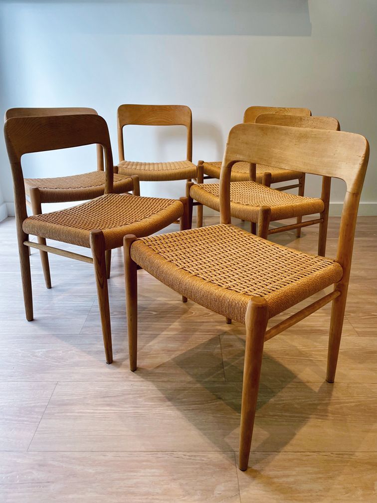 6 Danish Mid Century Modern Oak Dining Chairs #75, Niels O. Møller, J. L. Moller photo 3750.0