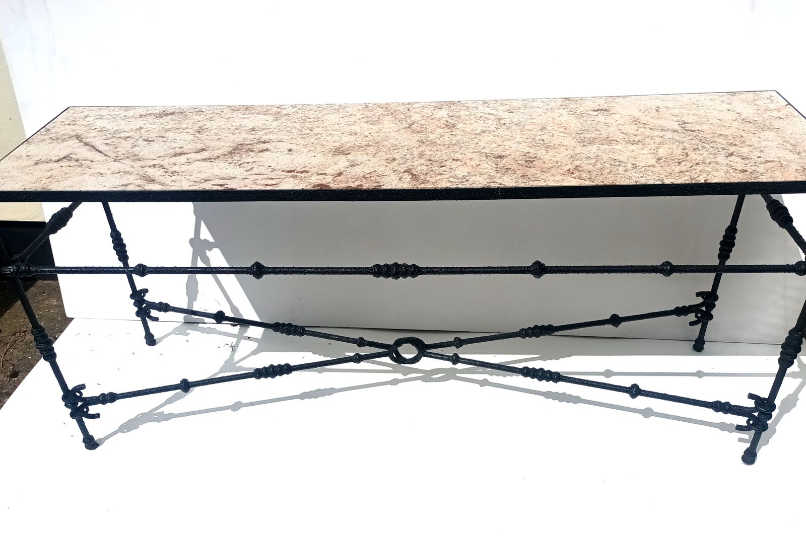 Table In The Style Of Giacometti. Wrought Iron And Granite photo vintage