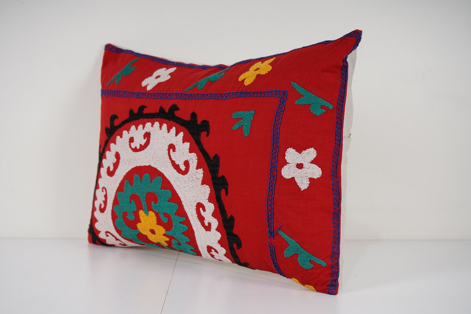 1960s Samarkand Suzani Pillow Cover   Red And White Vintage Uzbek Textile Art For Bedding And Home Decor photo 55.0