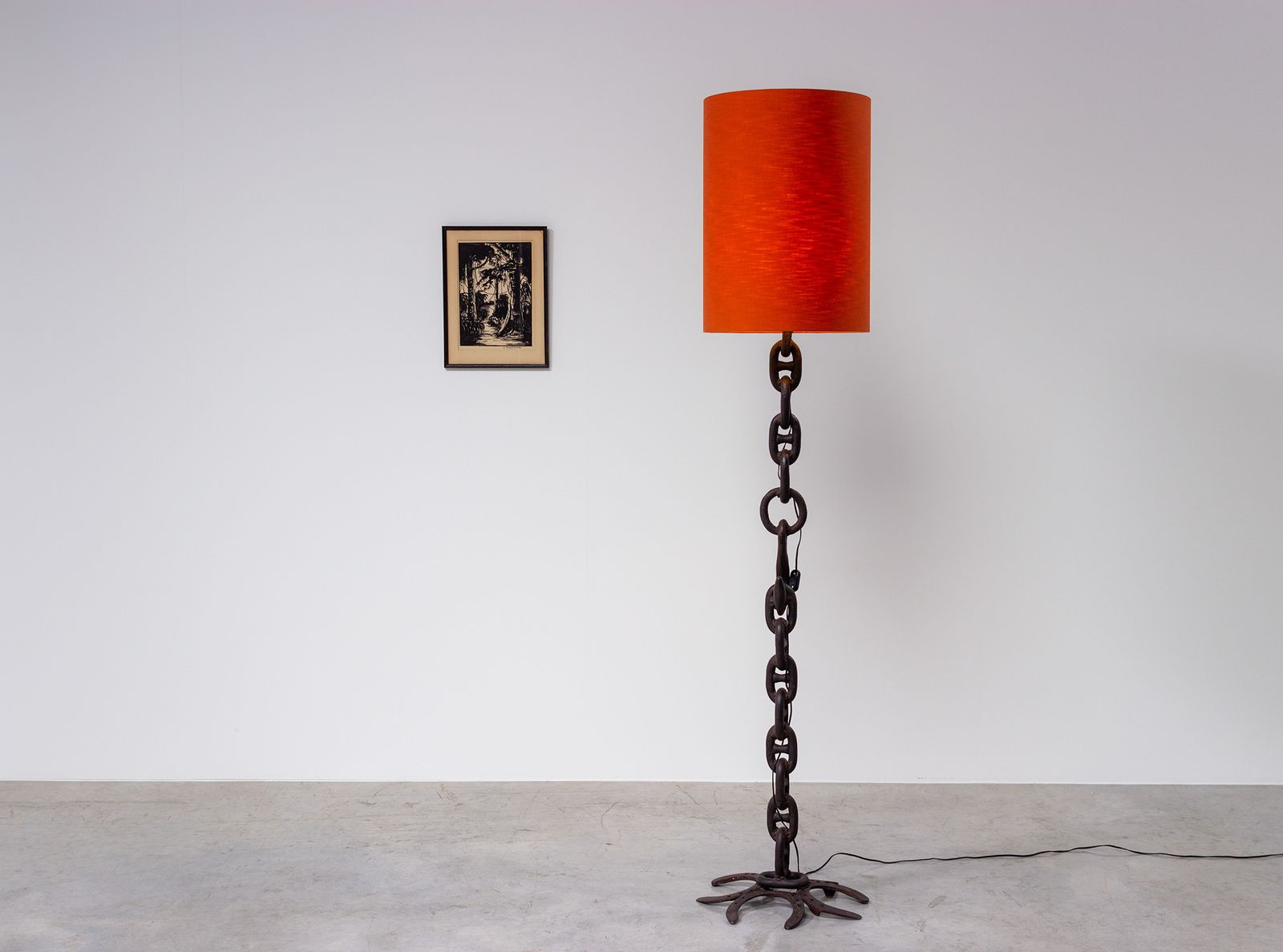Sculptural Industrial Floor Lamp In Welded Iron Chain 80s Brutalist Design In The Spirit Of Franz West photo furniture