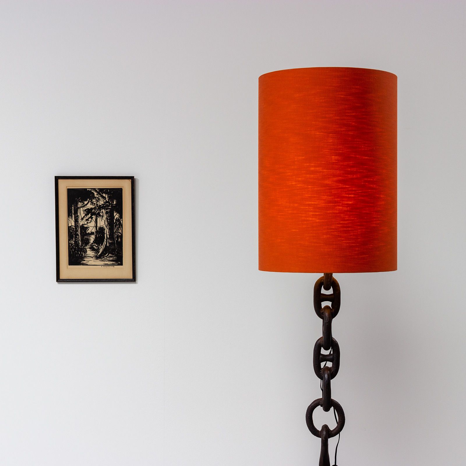 Sculptural Industrial Floor Lamp In Welded Iron Chain 80s Brutalist Design In The Spirit Of Franz West photo vintage