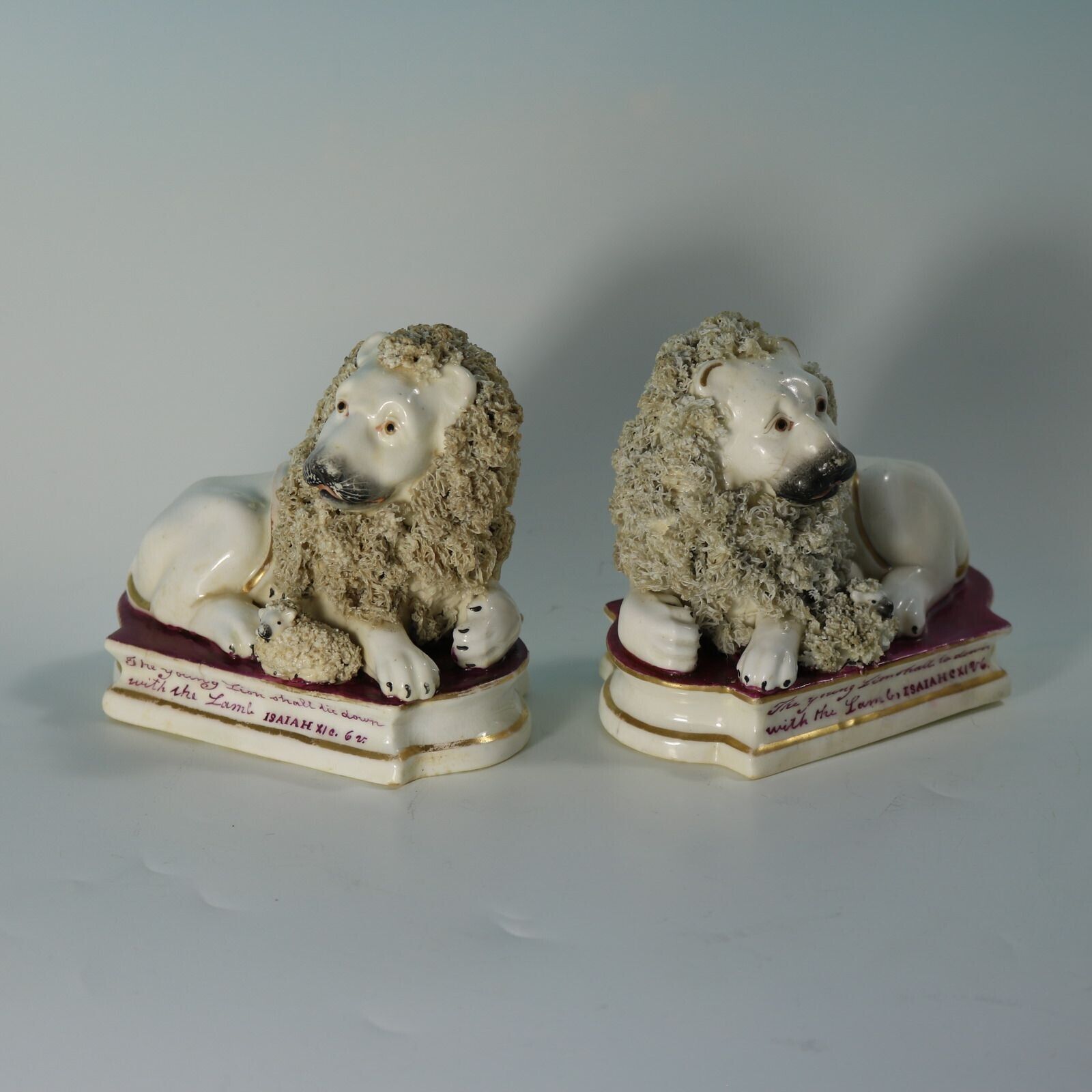 Pair Of Shelton Staffordshire Lion And Lamb Figures photo furniture