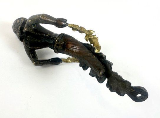 Large Antique Bronze Cherub Door Pull Handle photo vintage