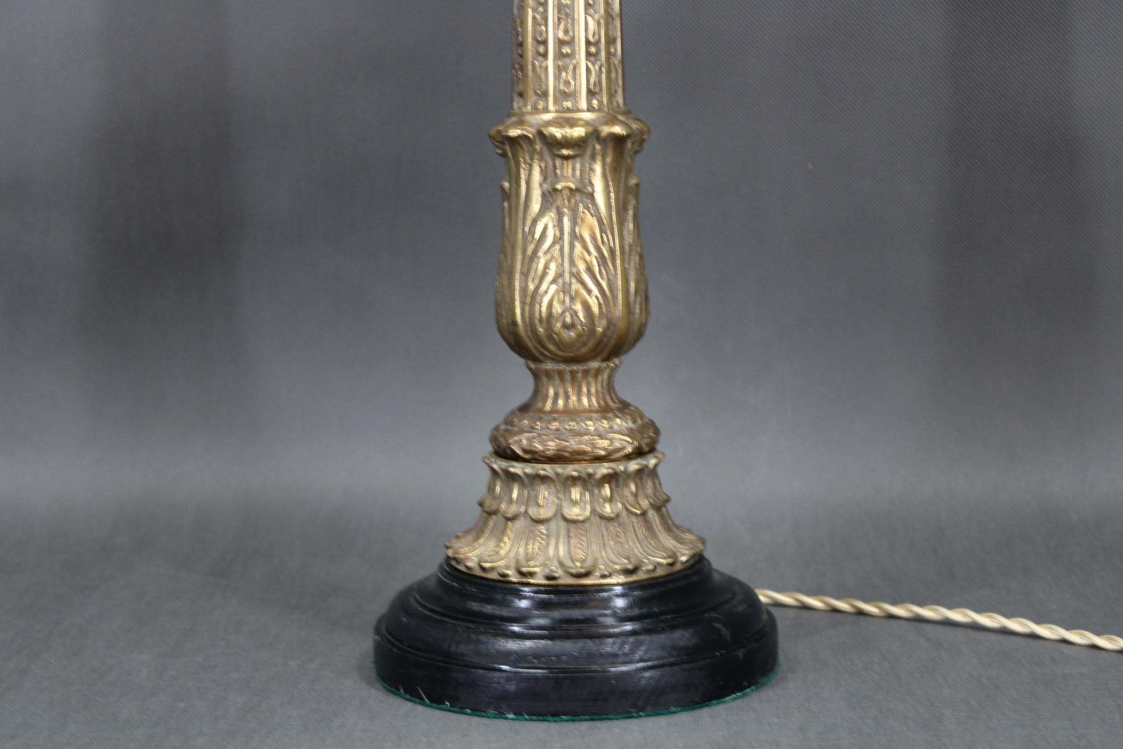 1940s Restored Brass Table Lamp With Wooden Base And Glass Shade photo 627.0