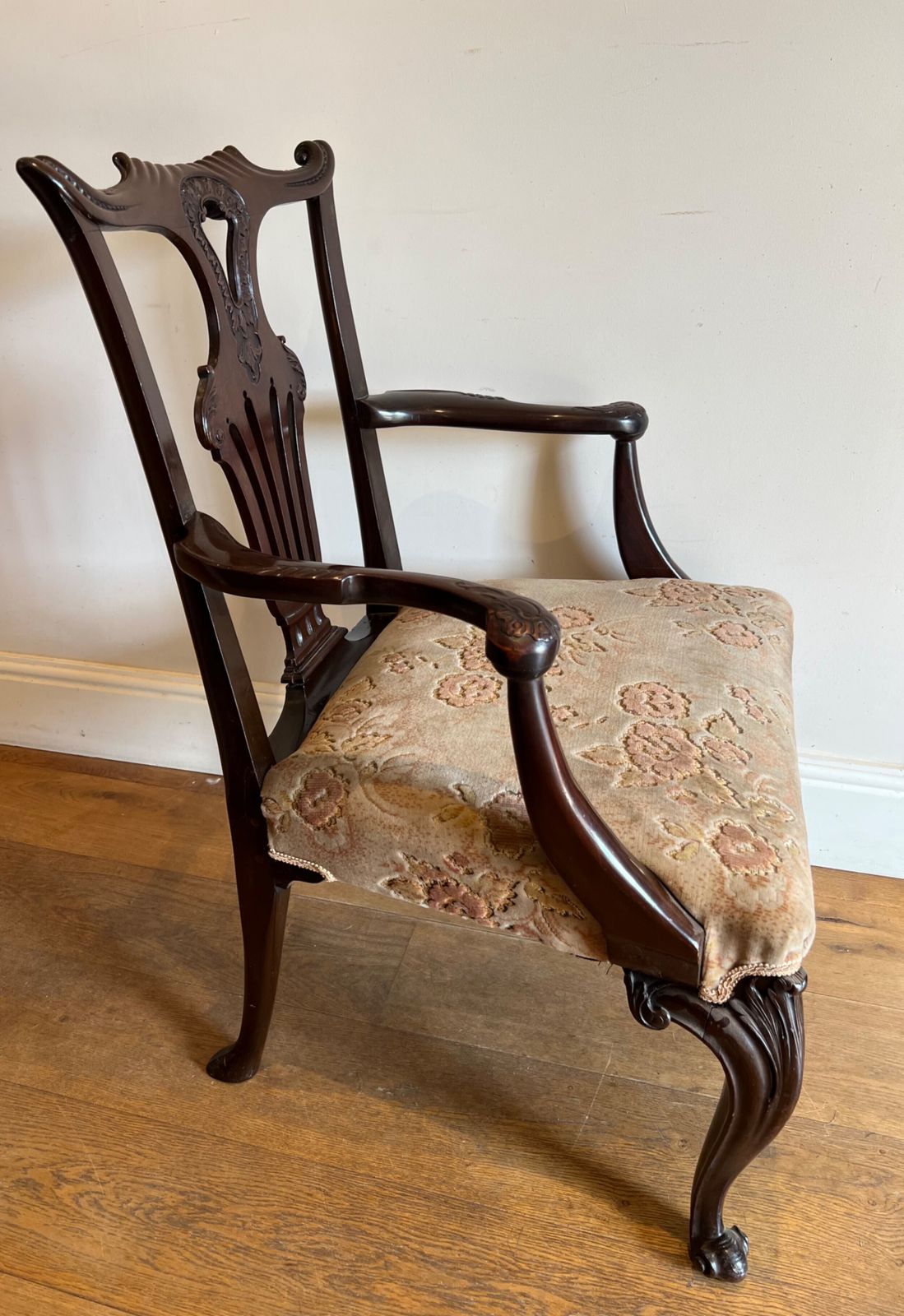 Furniture Unusual 18th.C. Chippendale Period Armchair photo