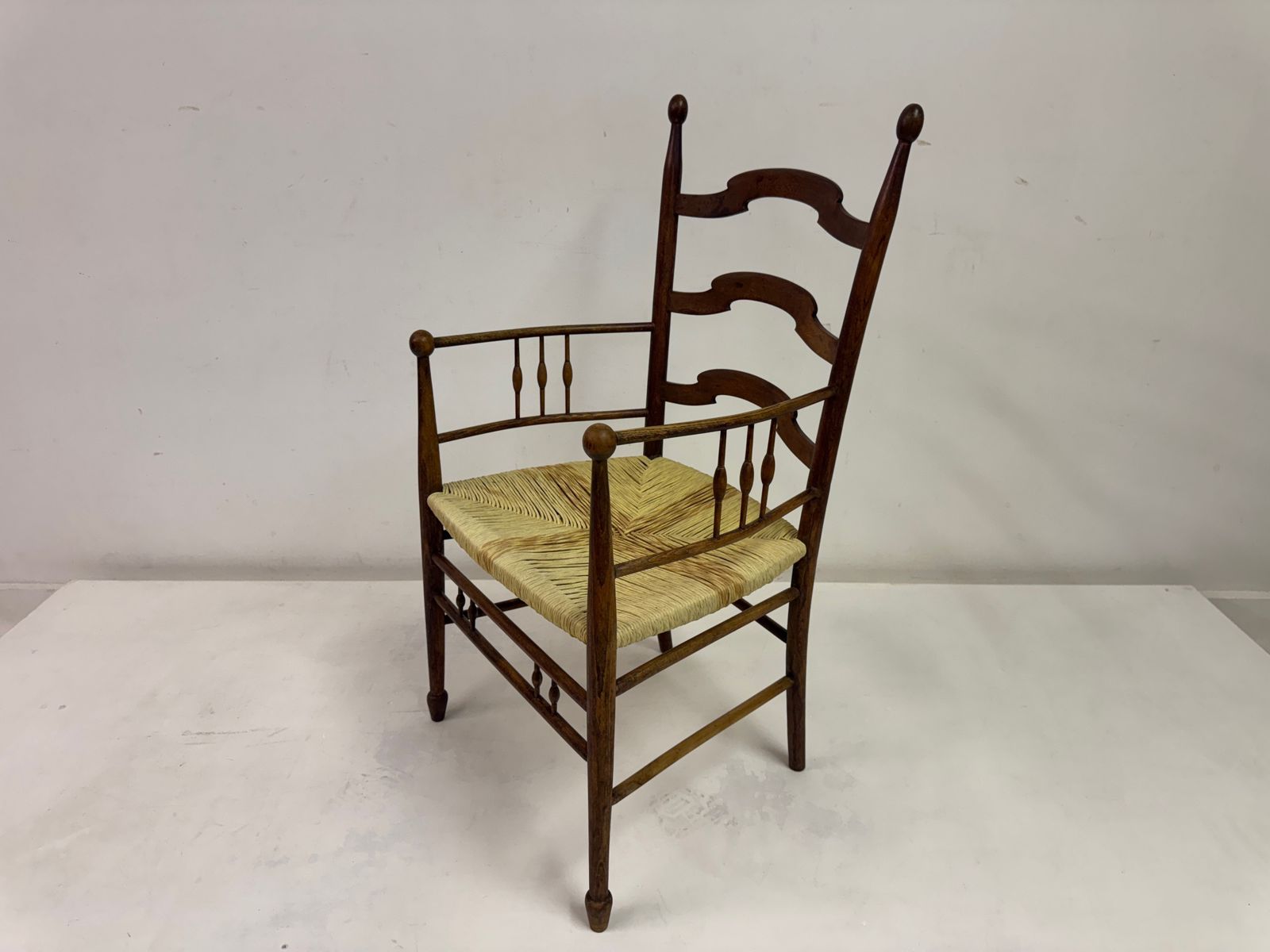 photo furniture Arts And Crafts Armchair In Elm Possibly For Liberty & Co