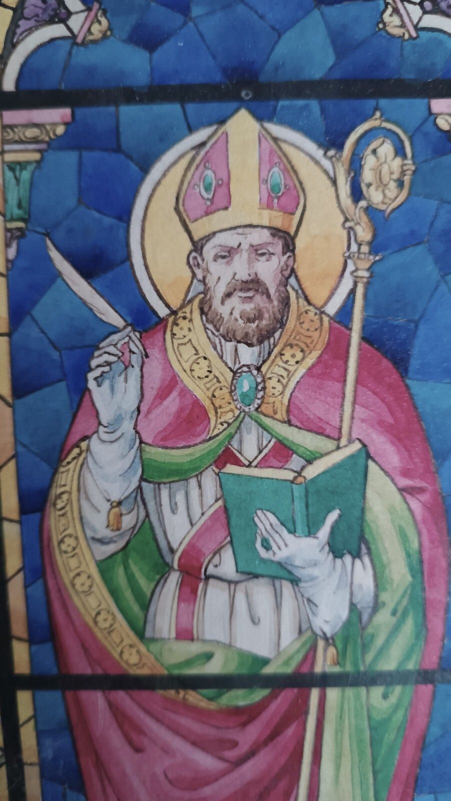 Antique Watercolor Sketch For Painted Glass Sant'agostino photo vinterior