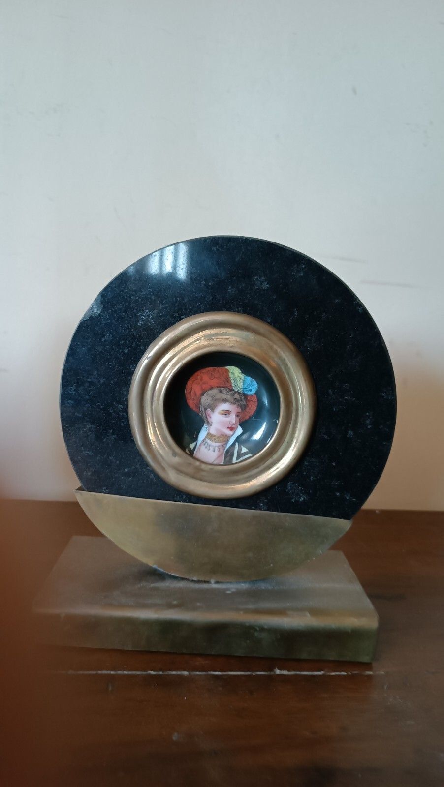 Pair Of Miniatures Painted On Marble Frame 1920s France photo for sale