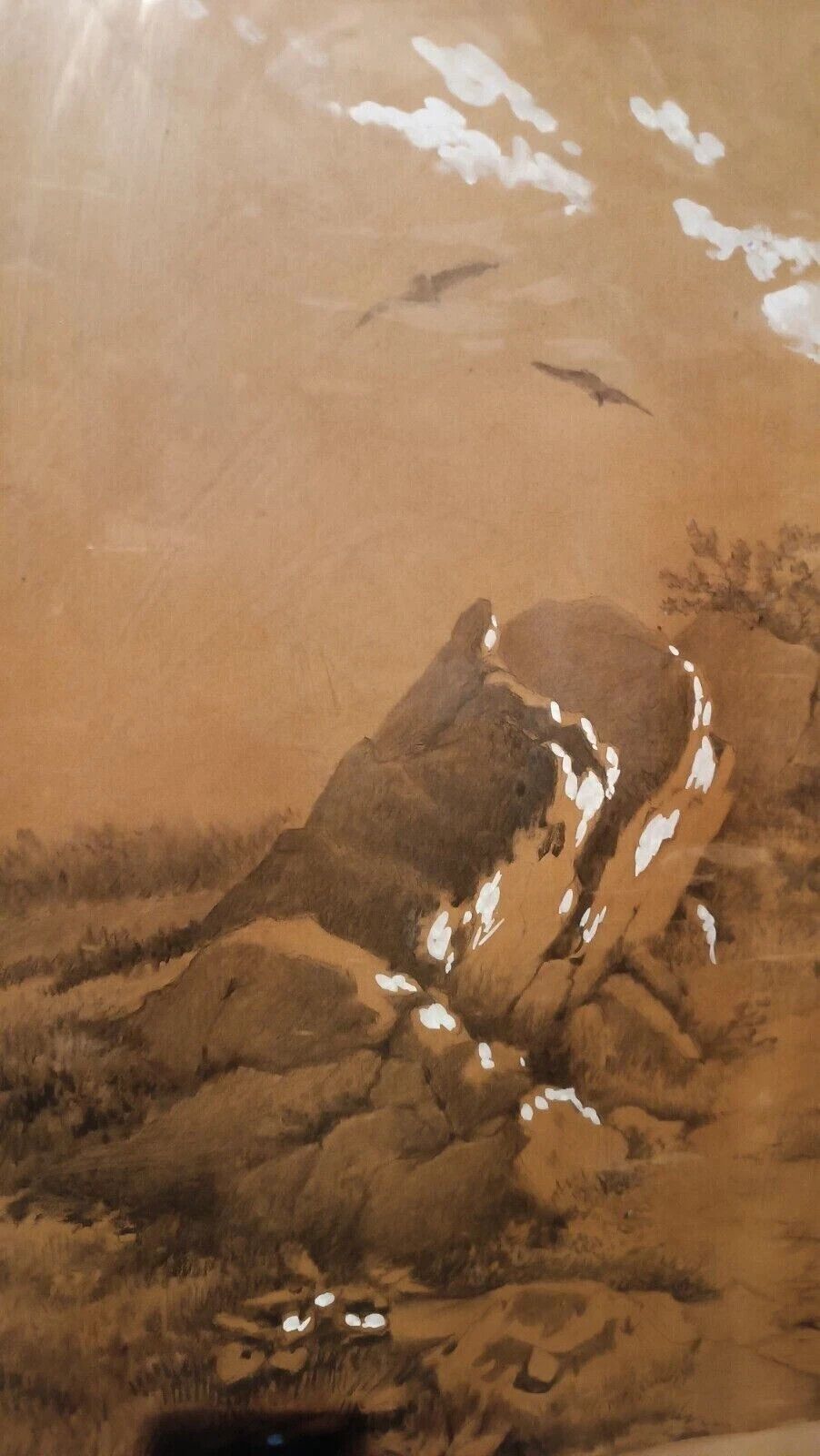 photo furniture Large Landscape Painting, Mixed Technique White, 19th Century A.Mariotti 1888 Florence