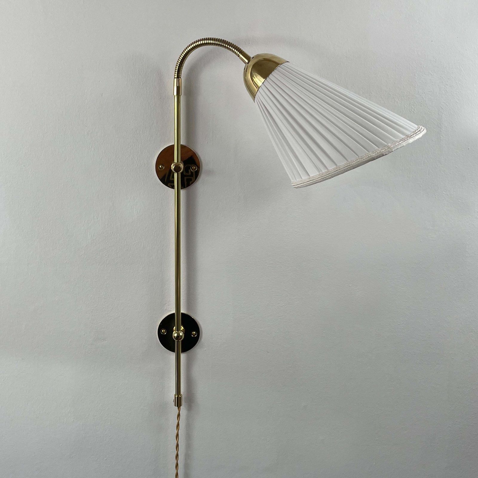 Adjustable Wall Lights Made Of Brass And Fabric, Sweden 1950s photo Lighting