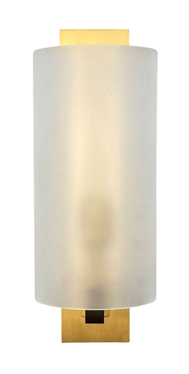 A Pair Of Italian Brass And Frosted Glass Wall Lights photo 2301.0