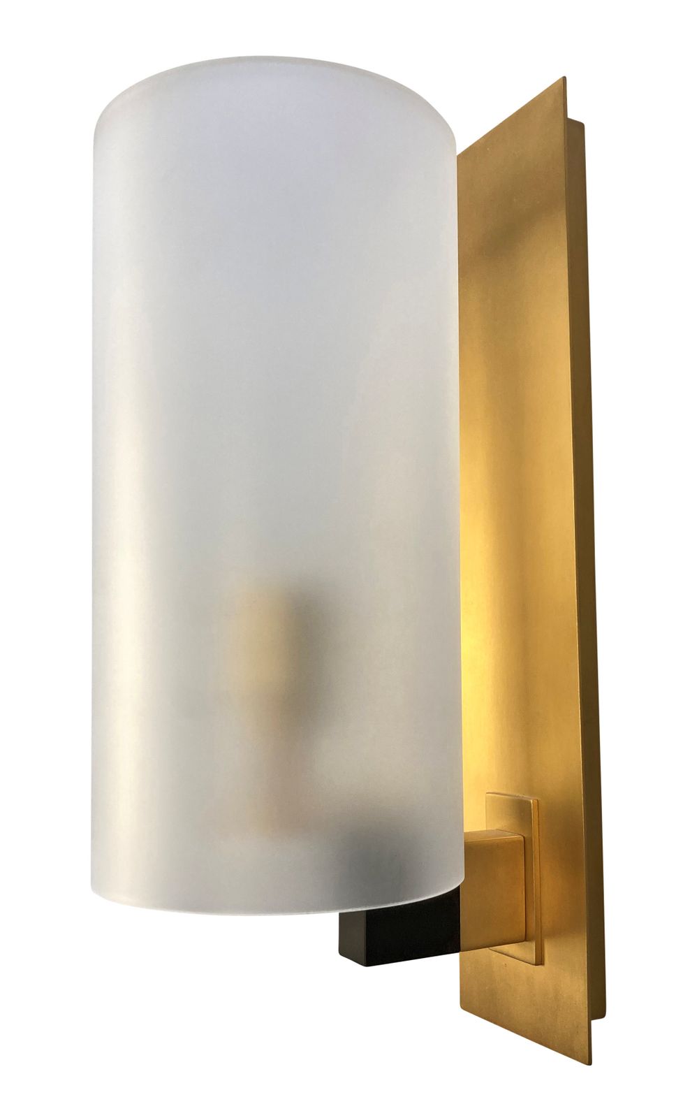 A Pair Of Italian Brass And Frosted Glass Wall Lights photo vinterior