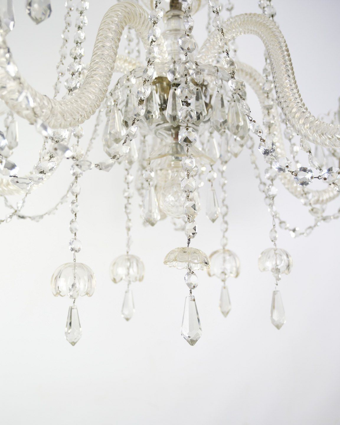 Prism Chandelier With Five Glass Arms & Electric Light Source  From 1890s photo 2480.0