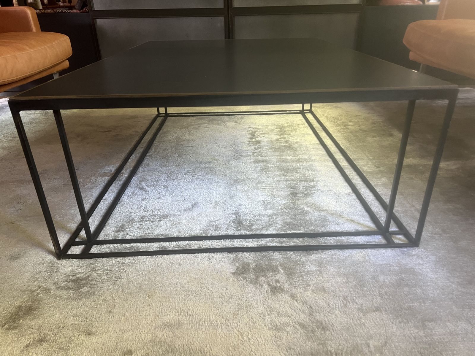 Novocastrian Industrial Style Coffee Table With Blackened Steel Frame And Cumbrian Slate Top photo for sale