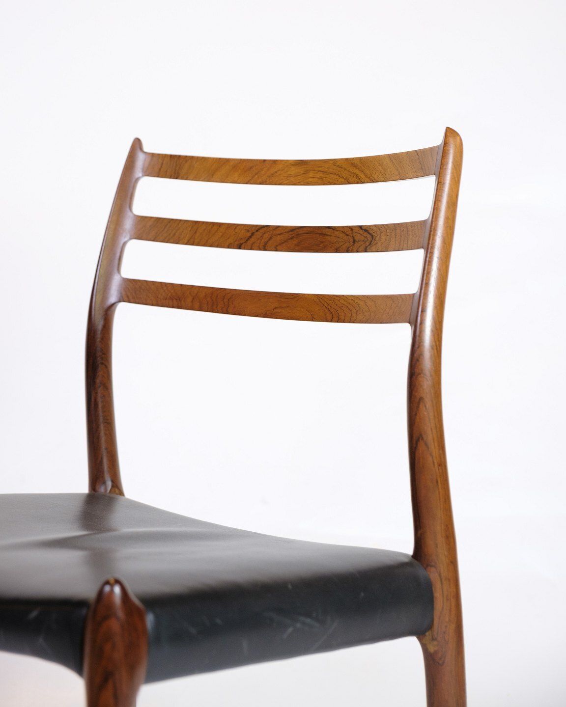 Set Of Four Dining Chairs Model 78 In Rosewood & Black Leather  By Niels Otto Møller For Jl Møllers Furniture Factory From 1950s photo Furniture