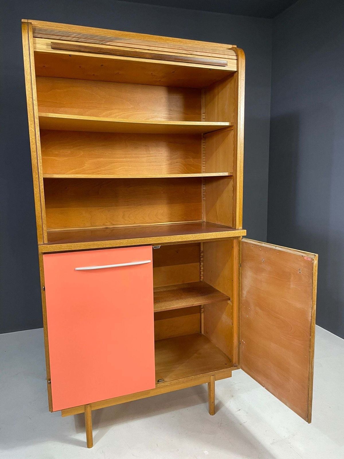 Mid Century Sideboard By Interiér Praha With Tambour Top, 1960s Czechoslovakia photo Furniture