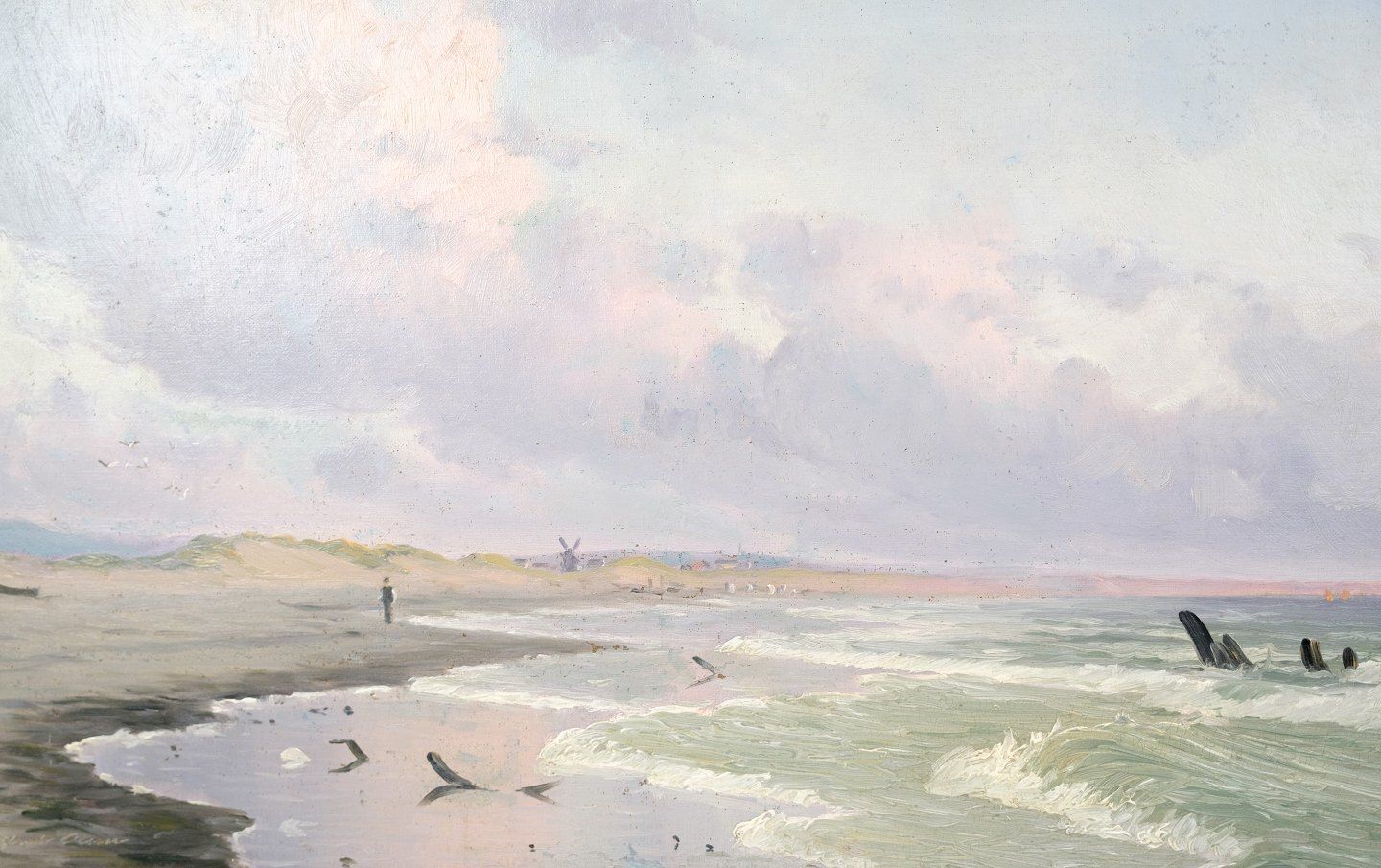 Oil Painting On Canvas With Motif Of Coastal Landscape By Alfred Theodor Olsen From 1900s photo 2480.0