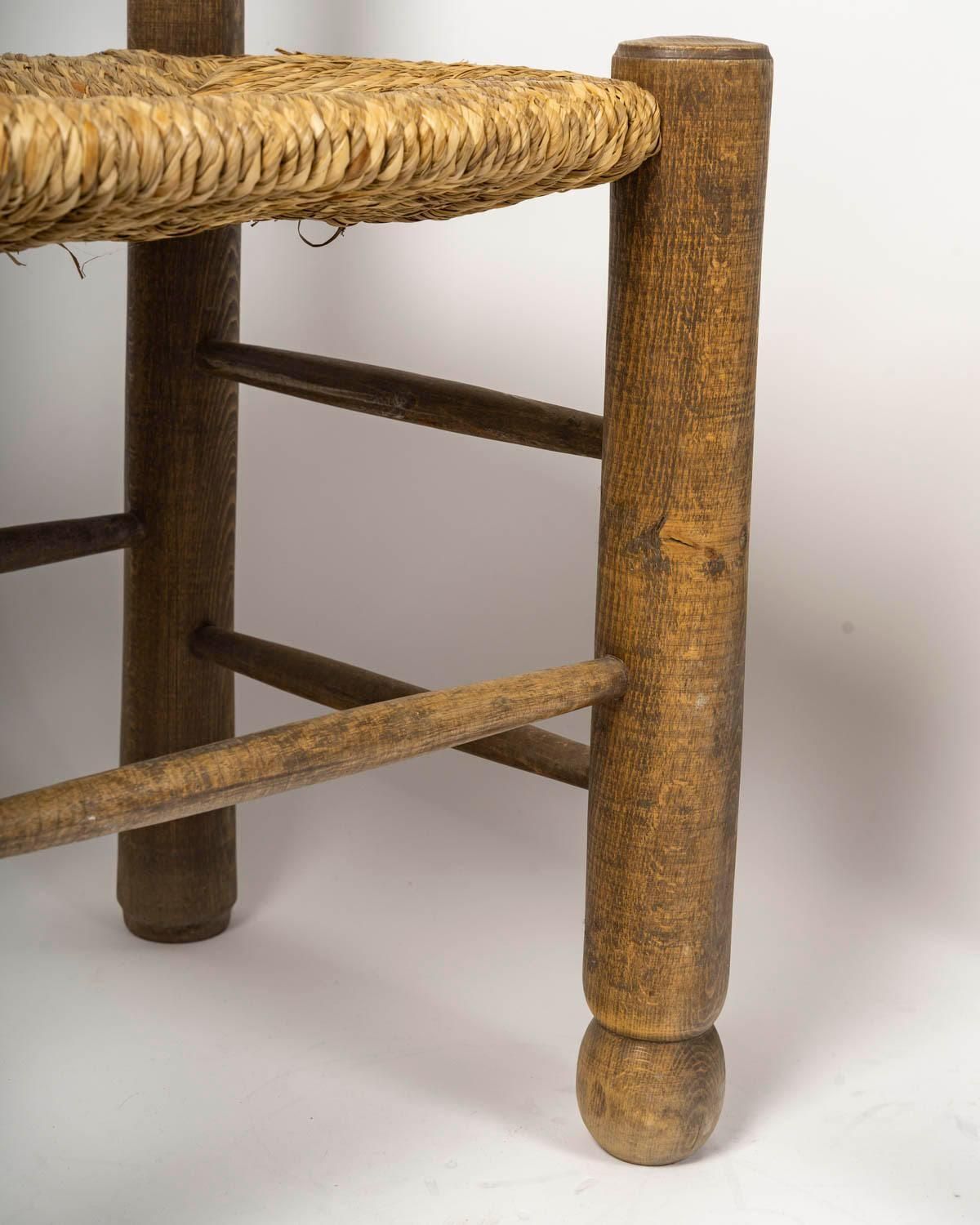 Furniture Set Of Six Charles Dudouyt Dining Chairs In Wood And Cane, 20th Century. photo