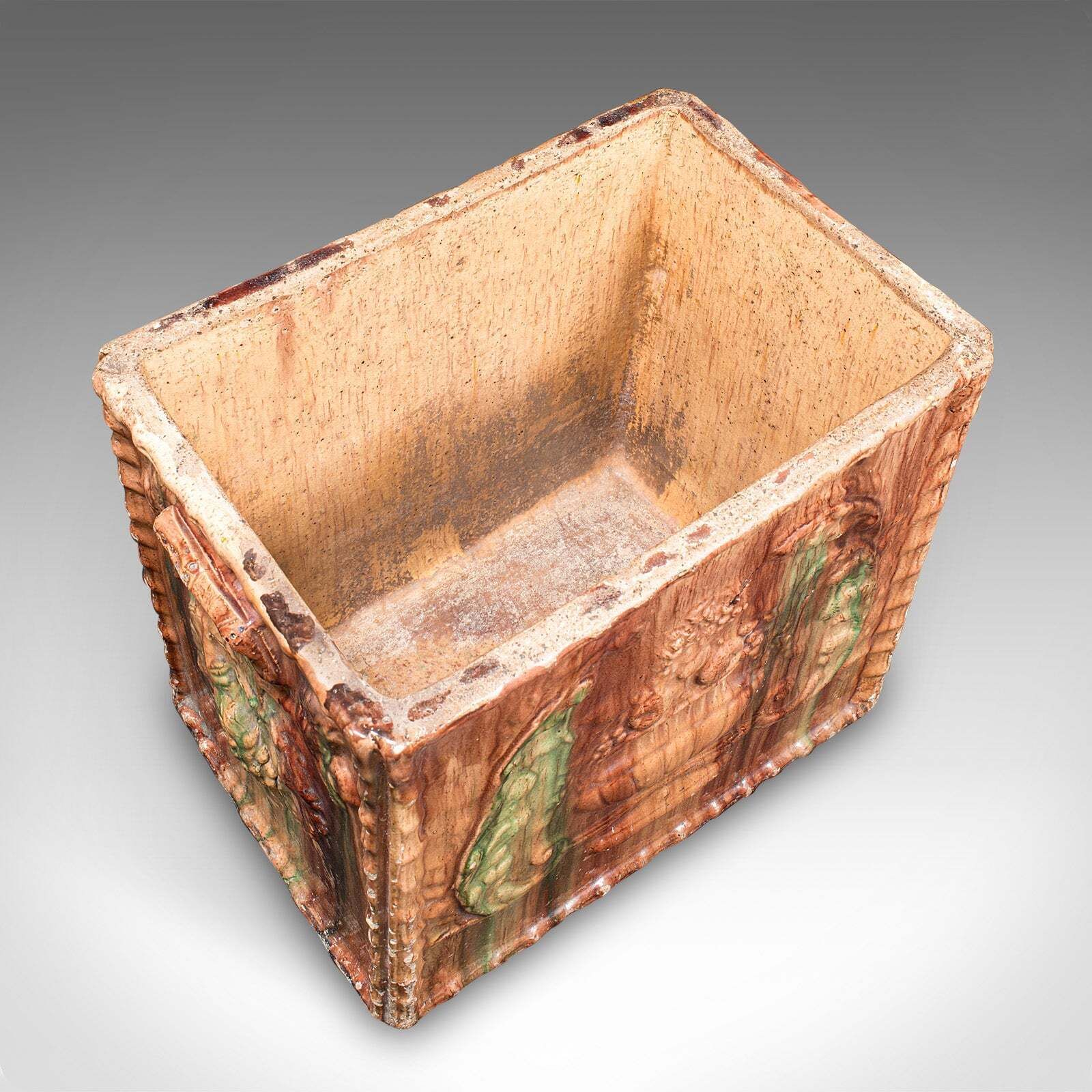 Large Antique Planter, Scottish, Ceramic Jardinière, Majolica Taste, Victorian photo vinterior