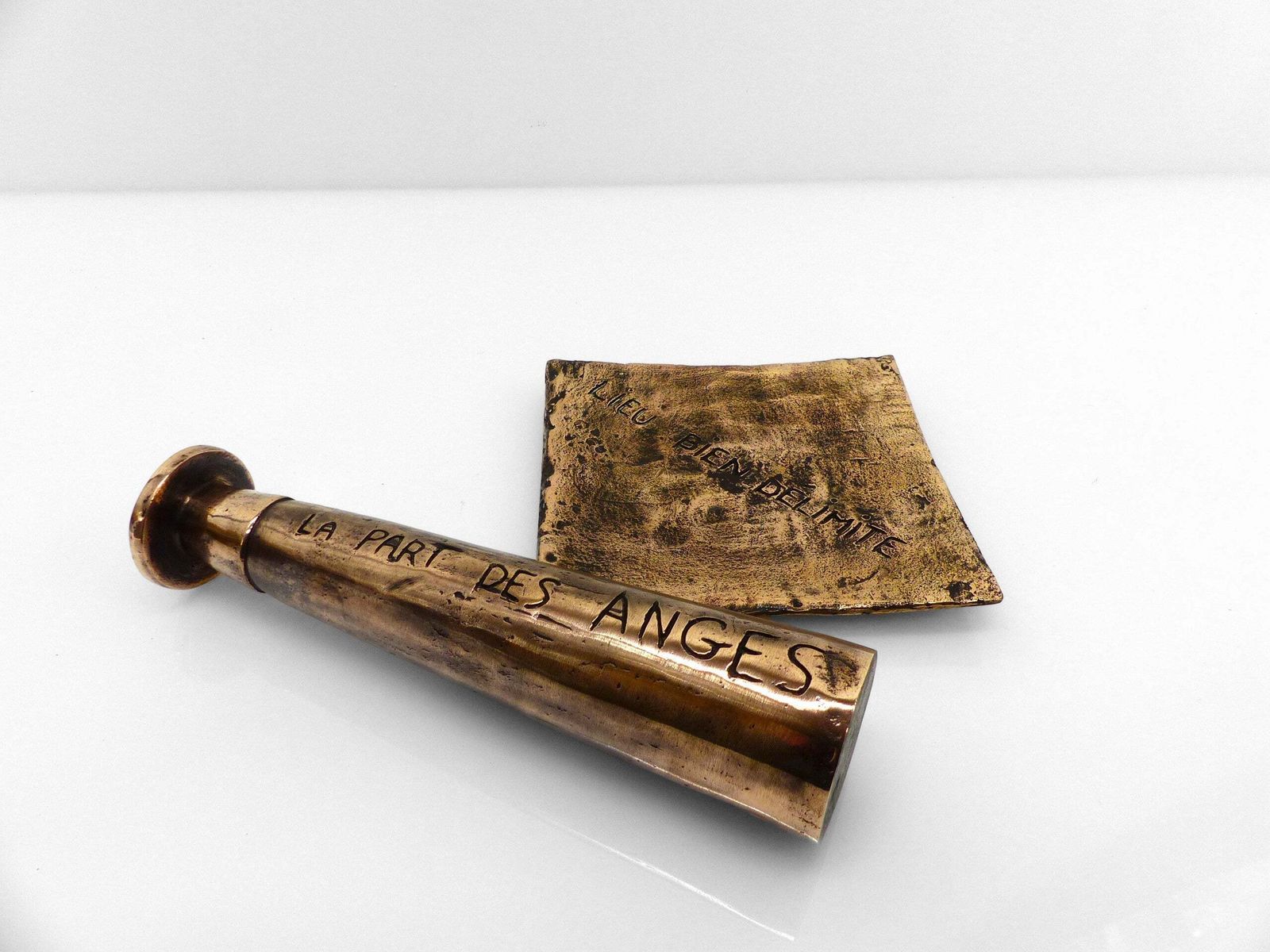 Brutalist Bronze Ashtray And Candle Holder Set, France, Circa 1980 photo vinterior