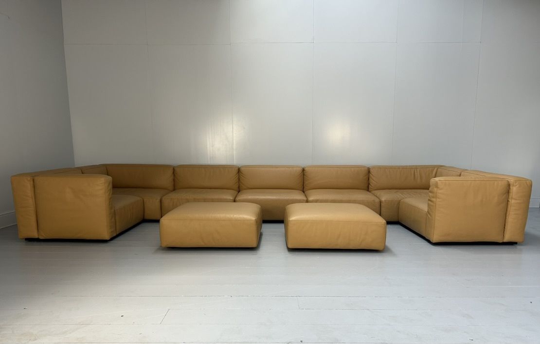 Cassina “271 Mex Cube” 10 Seat Sectional Sofa – In “Cat Z” Brown Leather photo furniture