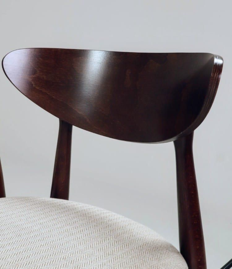 Dining Chairs Set Of 6 , Dark Walnut Herringbone Beige Upholstery, Natural Design photo buy