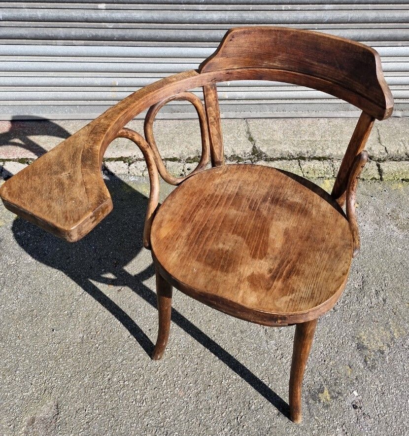 Unusual Bentwood Thonet Chair With Writing Tablet / Reading Arm
