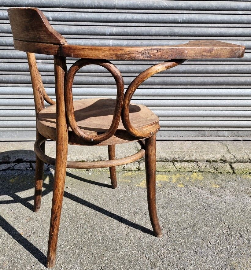 Unusual Bentwood Thonet Chair With Writing Tablet / Reading Arm photo Furniture