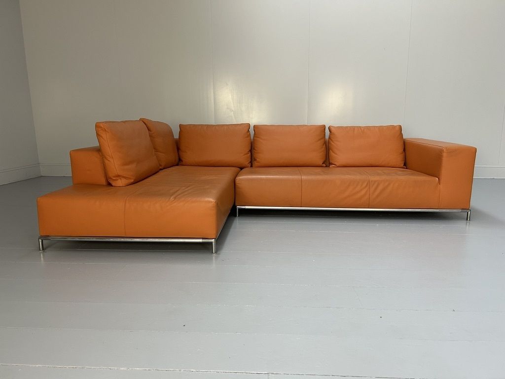 B&B Italia “George” L Shape Sofa – In Orange “Gamma” Leather photo furniture