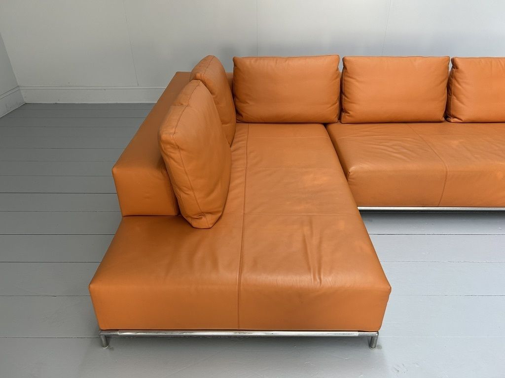 B&B Italia “George” L Shape Sofa – In Orange “Gamma” Leather photo vinterior