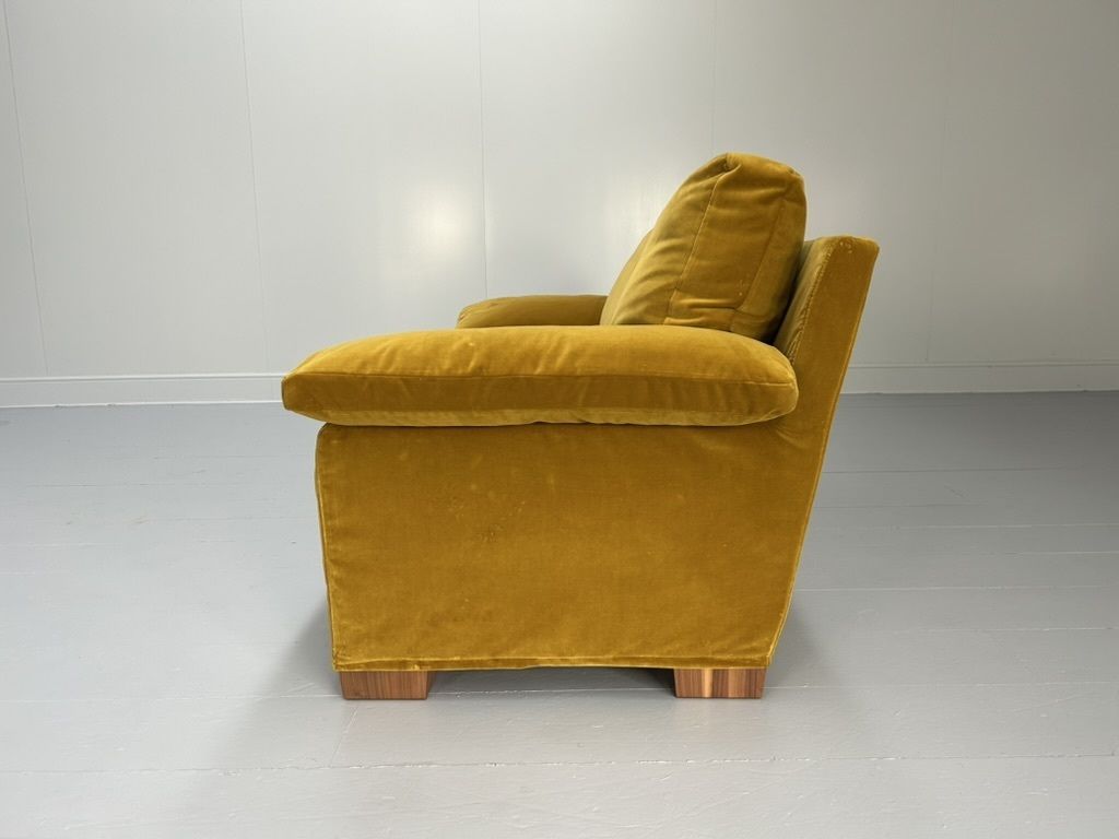Flexform “Cushion Arm” 2.5 Seat Sofa & Armchair – In Mustard Gold Velvet photo buy