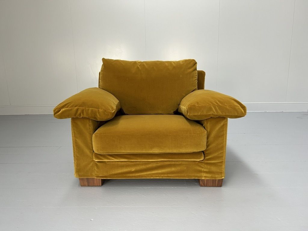 photo buy Flexform “Cushion Arm” 2.5 Seat Sofa & Armchair – In Mustard Gold Velvet
