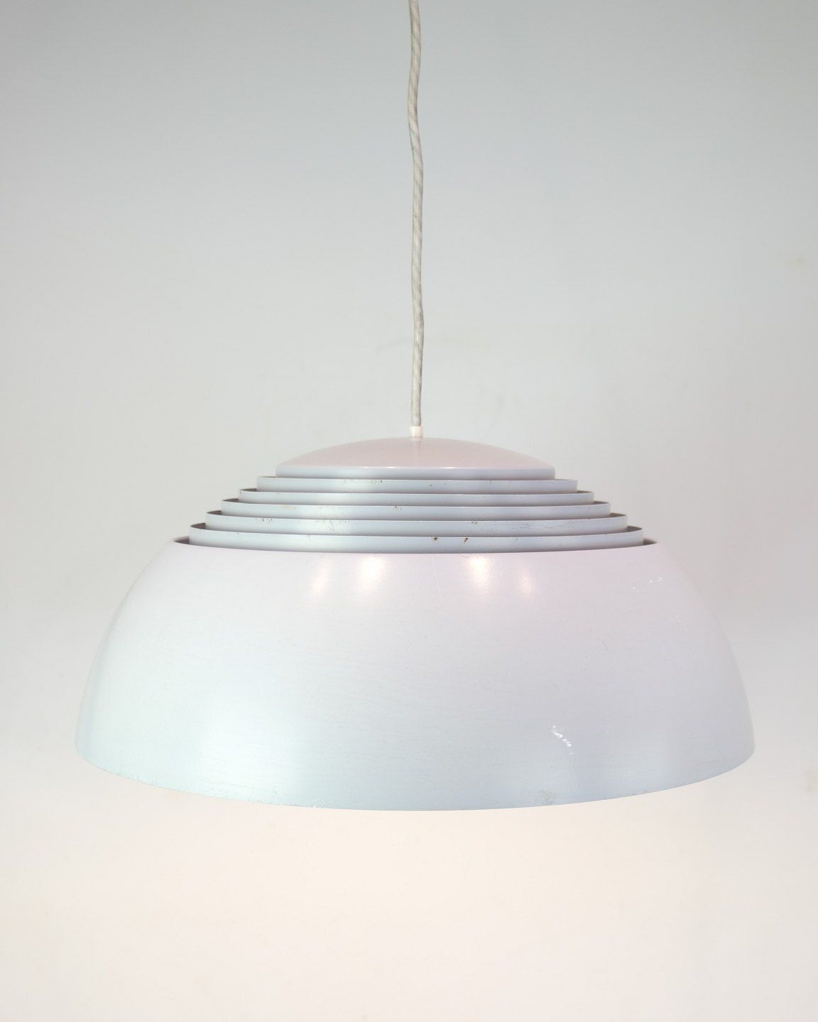 Gray Aj Royal Pendant In Aluminum & Steel  By Arne Jacobsen For Louis Poulsen From 1960s photo furniture