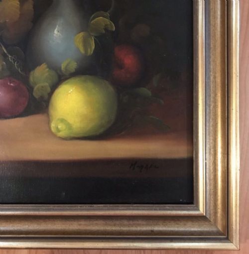 photo furniture Oil Painting Fruit Still Life Portrait Of Grapes Apples Lemon Jug