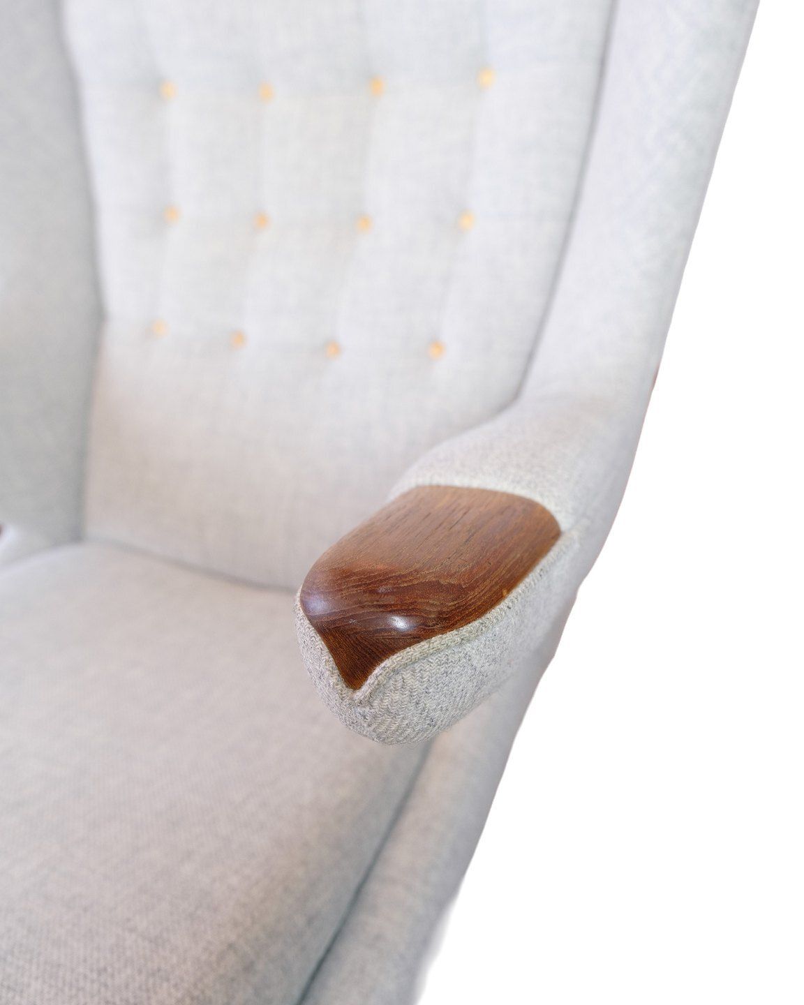 Papa Bear Chair Model Ap 19 In Light Gray Hallingdal Fabric & Teak By Hans J. Wegner Pp Furniture photo furniture