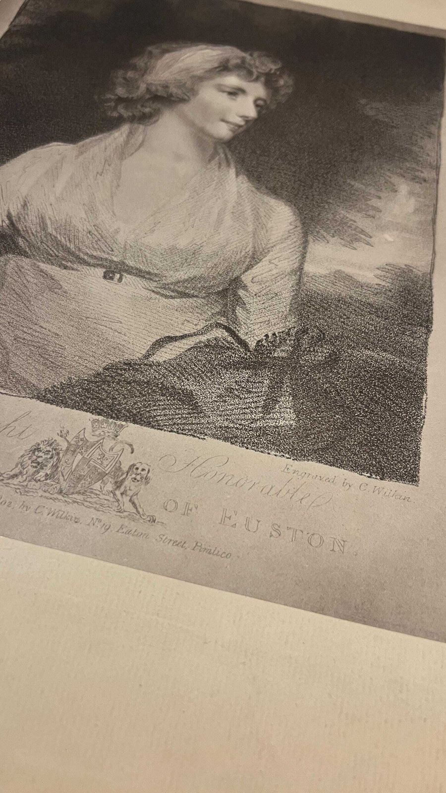 Antique 1802 Portrait Engraving Of Charlotte Fitzroy Countess Of Euston By Charles Wilkins photo Art
