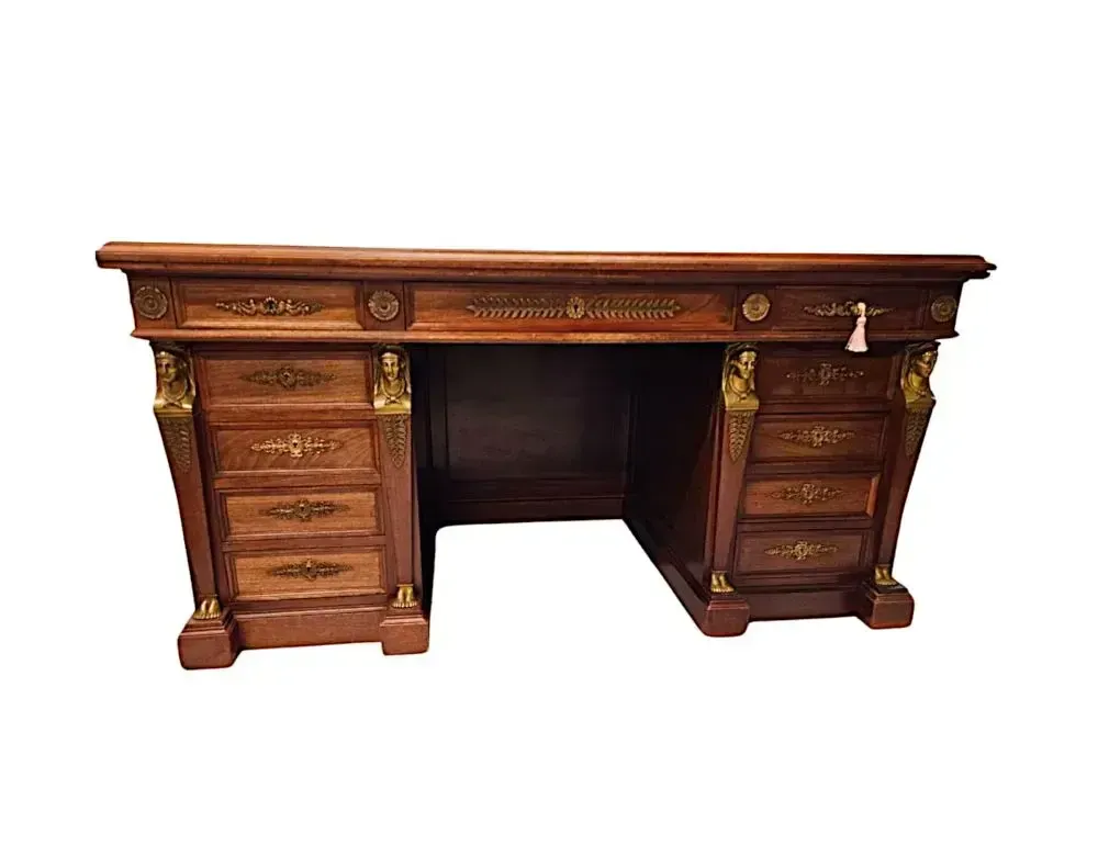 A Fabulous 19th Century French Empire Style Office Desk With Ormolu Mounts By Saddier Et Ses Fils Paris