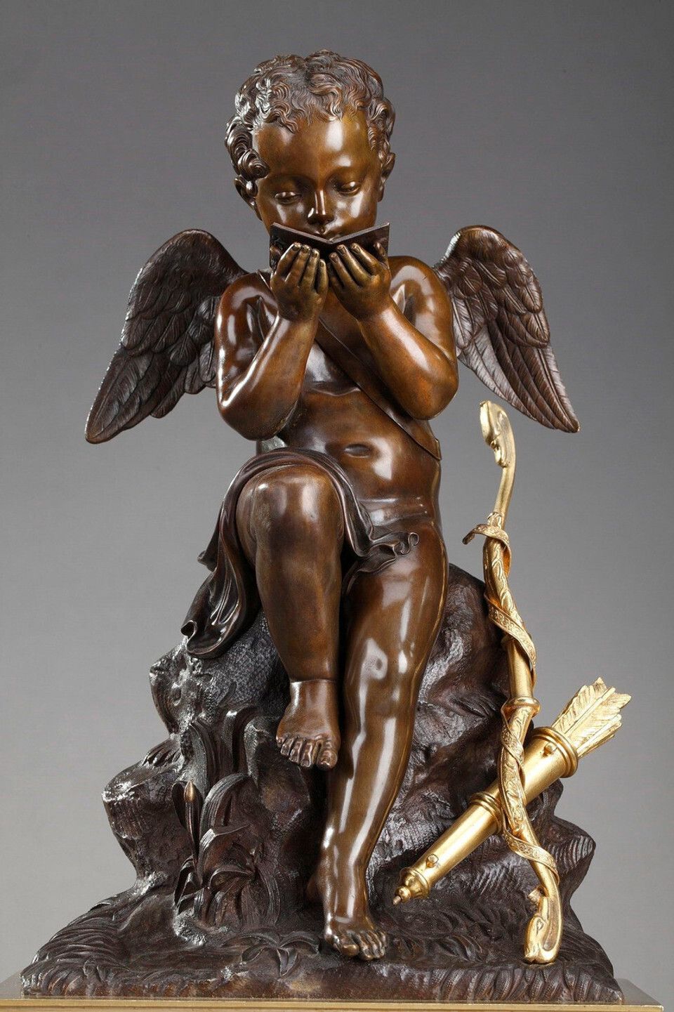 "Amour Lisant" Clock By Ledure Bronzier Et Hemon Horloger photo buy