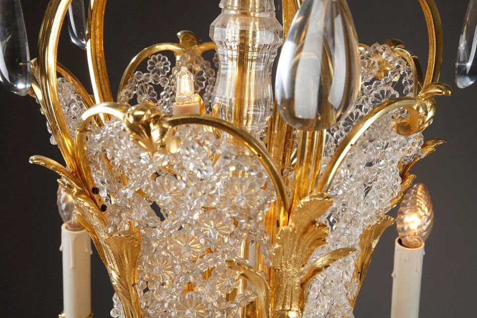 photo for sale Crystal And Gilded Bronze Corbeille Chandelier, Late 19th Century