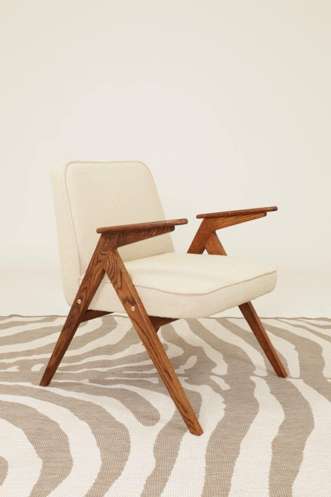 Mid Century Armchairs Vintage Lounge Chair In Ecru Set Of 2 Chairs, Complete Restored photo buy