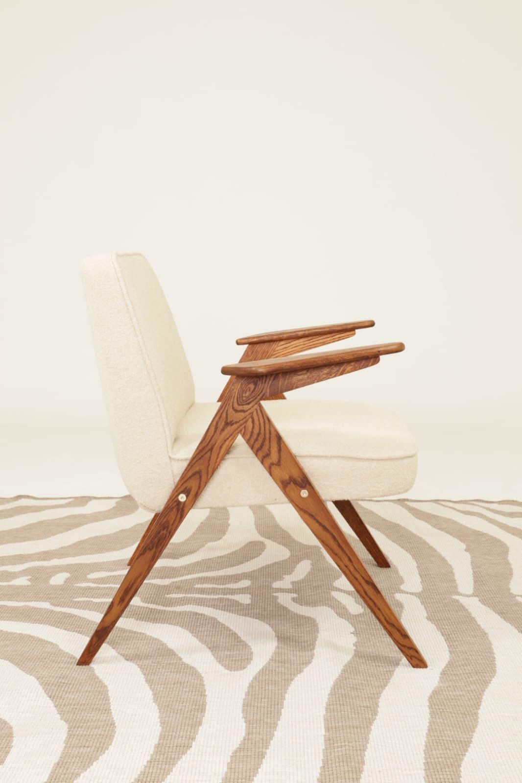 photo furniture Mid Century Armchairs Vintage Lounge Chair In Ecru Set Of 2 Chairs, Complete Restored