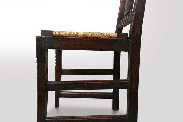 Art Deco Dining Chairs In Oak And Wicker Attributed To Victor Coutray, France, 1940s, Set Of 6 photo vinterior