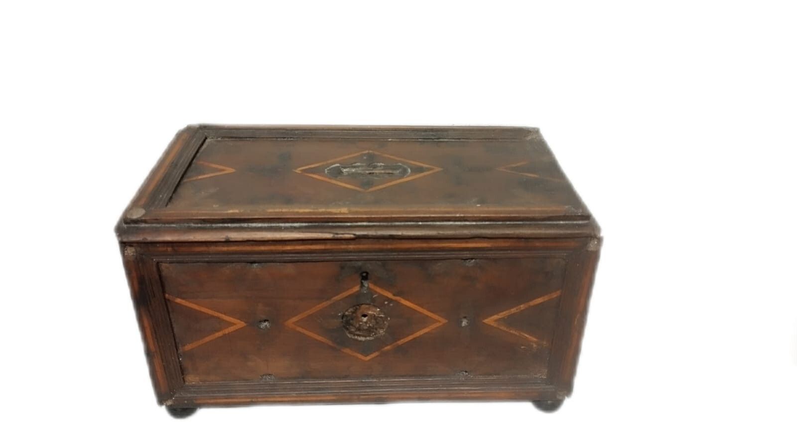 Antique 17th Century Inlaid Wooden Box Ancient Inlaid Wooden photo furniture