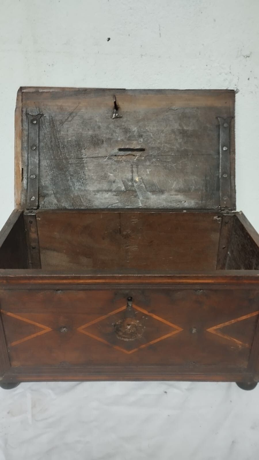 Antique 17th Century Inlaid Wooden Box Ancient Inlaid Wooden photo vintage