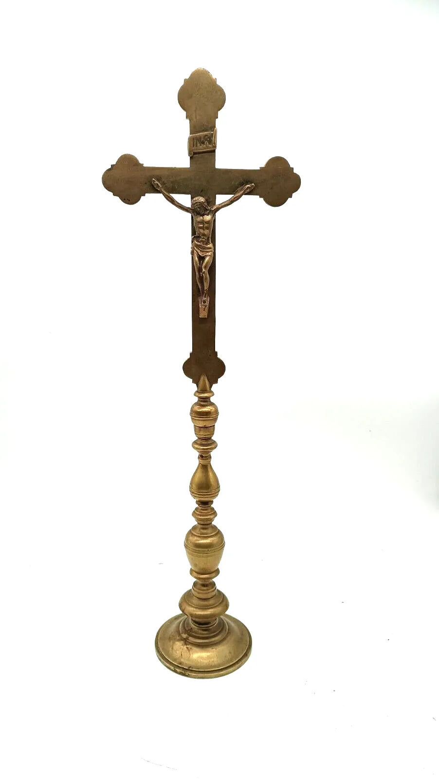 Antique Cross Bronze Candlestick With Christ Ancient Bronze Candlestick Cross Crist
